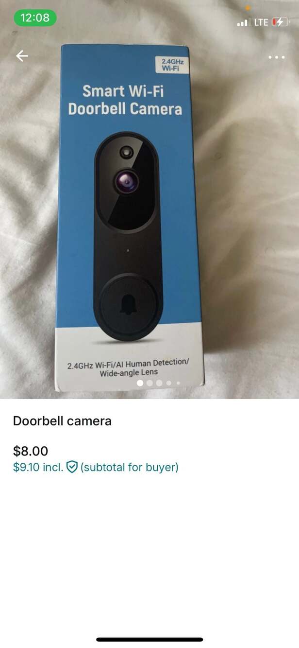 Smart Wi-Fi Doorbell Camera with AI Human Detection and Wide-Angle Lens